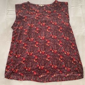 PLEIONE  Flower Print Burgundy and Red Top size XL